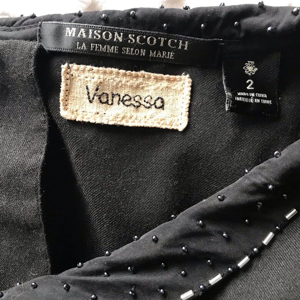 Maison Scotch Dress, Beaded Peter Pan Collar, Size 2, Black - Picture 6 of 6